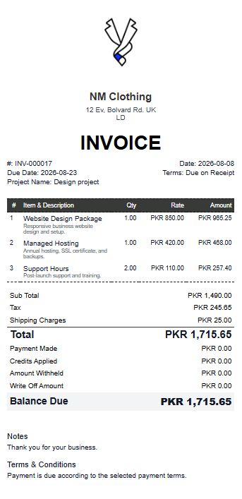 WAPI invoice preview used in a customer payment journey
