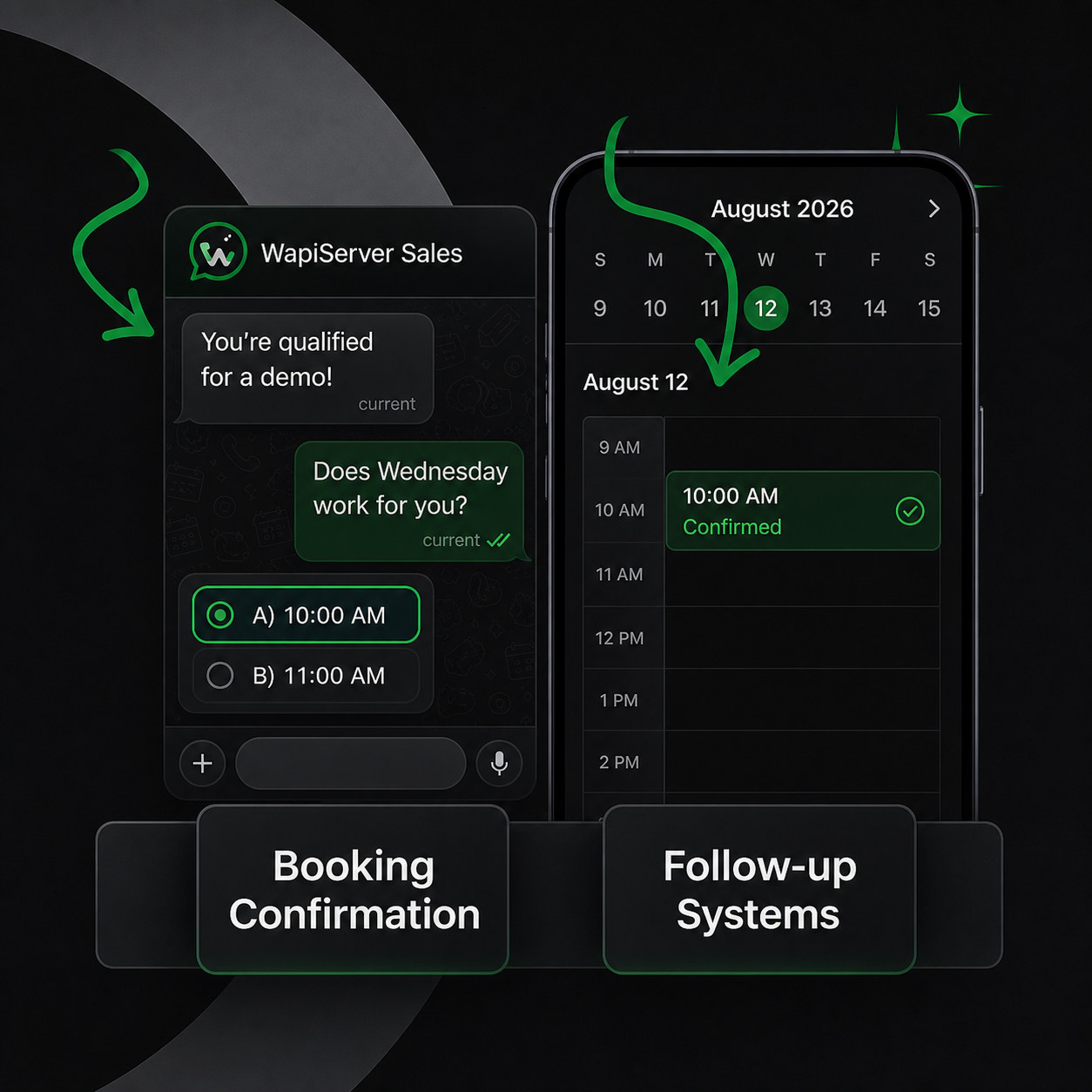 WAPIServer booking confirmation and follow-up conversation